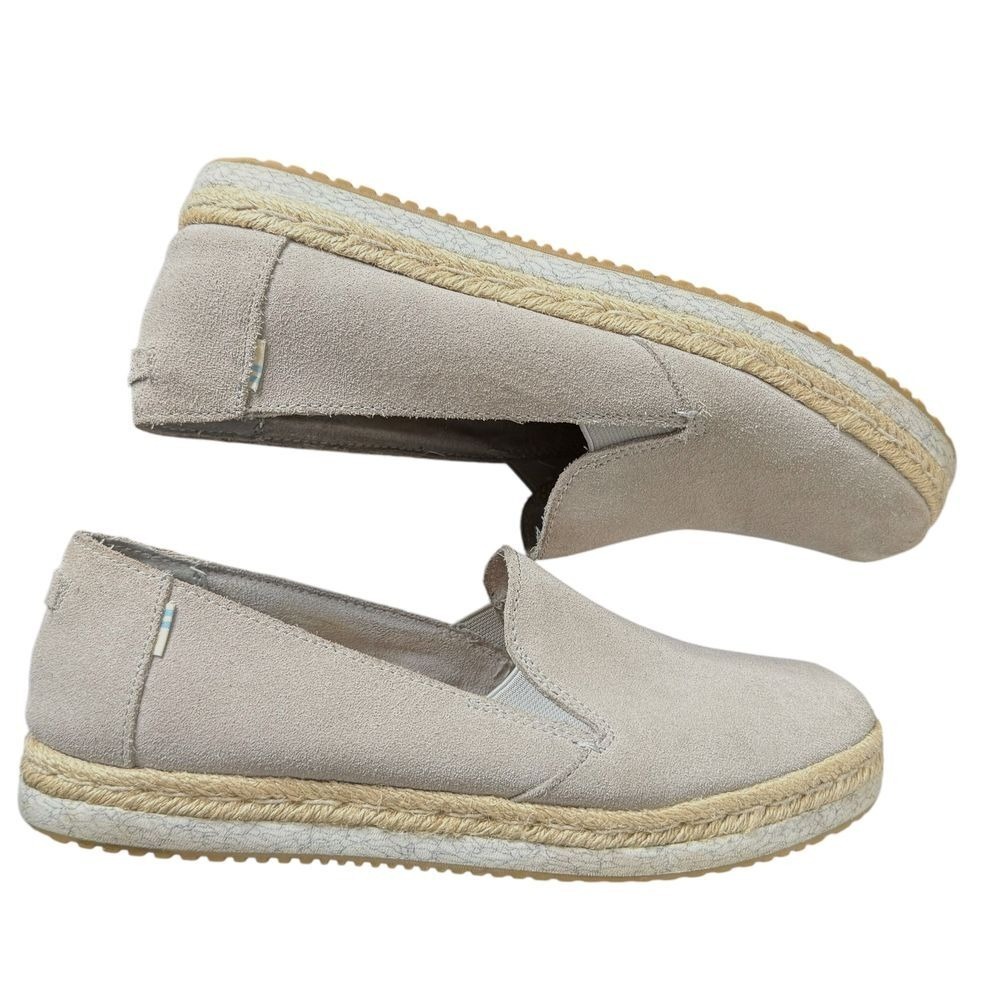 TOMS Palma Suede Platform Espadrille Slip On Jute Shoes Womens 10 Minimalist